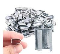 Anmas Power 500pcs Heavy Duty Semi Open Metal Seals for 12mm/16mm/19mm Polyester (PET) & Polypropylene (PP) Strapping - Durable Clamping Clips for Packaging & Shipping