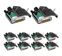 ANMBEST 10PCS DB15 Solderless Connector, RS232 D-SUB Serial to 15-pin Port 16mm Thinner Terminal Male Adapter Breakout Board with Case Long Bolts Nuts
