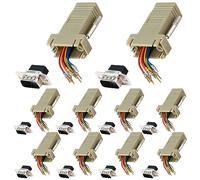 ANMBEST 10PCS DB9 Male Ethernet Adapter, 9 Pin Serial Port Male to RJ45 Ethernet LAN Extend Modular Converter, M/F