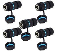 ANMBEST 5PCS 2.17in Panel Mounting Shielded RJ45 CAT6 Waterproof Connector M23 IP68 Waterproof Ethernet Extender Coupler CAT6/CAT5E/CAT5 Short Type Ethernet LAN Cable PoE Adapter