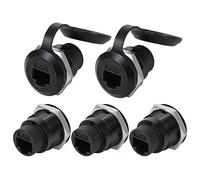ANMBEST 5PCS RJ45 Panel Mount Connector, Cat6 8P8C Ethernet LAN Pass Through Cable Coupler Female to Female Extension Adapter with Waterproof/Dust Cap