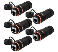 ANMBEST 5PCS Shielded RJ45 CAT6A IP68 Waterproof Panel Mount Connector | Cat5/5e/6, 8P8C Ethernet LAN Cable Extend Coupler, Female to Female, Outdoor Network Adapter, with Cap Cover