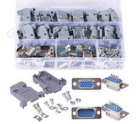 ANMBEST VGA Solder Connector, 15PIN 3 Rows RS232 Terminal Adapter Breakout Board with Case Assortment Kit(10PCS Male + 10PCS Female)