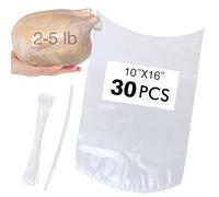 Anmboor Poultry Shrink Bags, 30 Pack 10x16 Inches Clear Chicken Bag With 30 Zip Ties And A Silicone Straw For Chickens, Rabbits