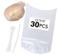 Anmboor Poultry Shrink Bags, chicken bag, 30Pack 13x18 Inches Clear Poultry Heat Shrink Wrap Freezer With 30 Zip Ties, a Silicone Straw for Chickens, Rabbits