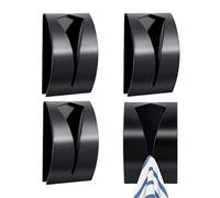 ANMEISH 4 Pcs Self Adhesive Tea Towel Holder - Stainless Steel Stick on Hooks, Push and Grip Wall Hooks for Kitchen and Bathroom Hand Dish Hanger (Black)