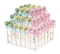 ANMEISH Acrylic Cake Pop Display Stand, 2023 Upgraded 56 Hole Clear 3 Tier Square Lollipop Holder, Ideal for Weddings Baby Showers Birthday Party Anniversaries Holiday Candy Decorative