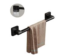 ANMEISH Self Adhesive Towel Rail,40CM Sticky Towel Holder,Anti Rust Stick on Towel Rack, Single Wall Mounted Towel Bars for the Bathroom Kitchen Toilet,Black,Easy to Install without Drilling