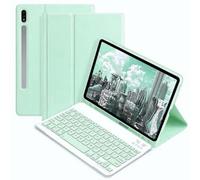 AnMengXinLing Galaxy Tab A9 Keyboard Case with S Pen Holder,Candy Colors Slim Protective Cover with Magnetic Detachable Keyboard for Tab A9 8.7” SM-X110/X115/X117，Mint Green