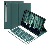 AnMengXinLing Galaxy Tab A9 Keyboard Case with S Pen Holder, Candy Colors Slim Protective Cover with Magnetic Detachable Keyboard for Tab A9 8.7' SM-X110/X115/X117, Teal