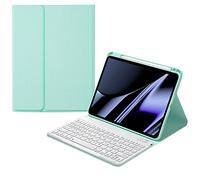 AnMengXinLing Keyboard Case for iPad 10.2" 9th 8th 7th Generation, Magnetically Detachable Wireless Keyboard with Pencil Holder for 10.2inch iPad 9/iPad8/iPad7/Air3/Pro10.5, Mint Green
