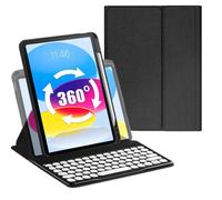 AnMengXinLing Keyboard Case for iPad 9th/8th /7th Gen Case with Keyboard 10.2inch, Rotating Magnetic Detachable Wireless Keyboard with Round Keycaps and Pencil Holder (B Style-Black)