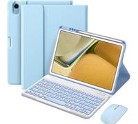 AnMengXinLing Keyboard Case for iPad 9th 8th 7th Generation 10.2 with Mouse, Cute Candy Round Keycaps Magnetic Detachable Keyboard Case with Mouse Pen Holder for iPad9 iPad8 iPad7 Air3 Pro10.5, Blue