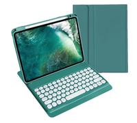 AnMengXinLing Keyboard Case for iPad 9th/8th/7th Generation/Air 3/Pro10.5,with Pencil Holder, Cute Candy Color Round Key Detachable Keyboard for iPad9/iPad8/iPad7, Teal