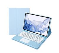 AnMengXinLing Keyboard Case for iPad Air 13 Inch M3 2025/M2 2024/12.9 inch (3rd/4th/5th/6th Gen) with Touchpad and Pencil Holder, Trackpad Detachable Keyboard Cover (Sky Blue)