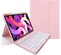 AnMengXinLing Keyboard Case for iPad Mini (A17 Pro) 7th Generation 2024 / iPad Mini 6th Gen 8.3 Inch with Pencil Holder, Cute Candy Color Round Key Magnetic Detachable Keyboard Case,Pink