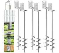 Anmentol 6 Pack 30" Ground Anchors Screw in Shed Anchor, Trampoline Anchor Stakes with L Bracket, Spiral Earth Anchors for Swing Sets, Canopies, Carports, Mobile Homes (Silver)