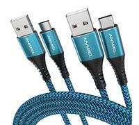ANMIEL USB C Cable 2 Pack 3M 3A Fast Charge QC3.0 USB A to USB C Charger Cable, Nylon Braided Type C Cord Compatible with Samsung Galaxy S21 S20 Z Flip 3 Note 20 LG V50 Pixel PS5 (green)