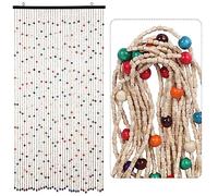 ANMINY Bamboo Wood Beaded Curtain for Doorways 75 x 35.5 Inch Rainbow Colorful Hippie Door Window Beads 38 Strands Handmade Natural Wooden Boho Hanging Bead Curtain Room Decor