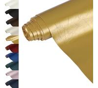 ANMINY Faux Leather Fabric 55" Wide Vinyl Upholstery Fabric by The Yard 1.0MM Thickened Soft PU Leather Vinyl Material for Marine Furniture DIY Sewings Crafts Boat Car, 5 Yard, Golden
