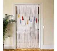 ANMINY Macrame Curtains 78.7 x 35.4 Inch Boho Curtains Backdrop with Colorful Tassels Handmade Cotton Macrame Door Wall Hanging Window Curtain for Bedroom Closet Home Wedding Bohemian Decor