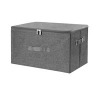 ANMINY Storage Bins with Zipper Lids 36 Qt Lidded Fabric Storage Boxes Baskets Cubes with Handles Collapsible Washable Cotton Linen Closet Shelf Clothes Organizer Containers - Gray, Large