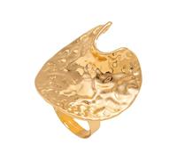 ANMITI Adjustable Open Rings Handcrafted Hammered Texture Unique Irregular Metal Alloy Statement Jewelry For Women Unconventional Open Band