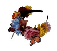 ANMITI Day Of The Death Butterfly Flower Headband For Festival Celebrations Hairhoop Music Festival Accessory Party Headwear Day Of The Dead Headband