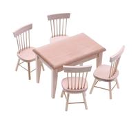 ANMITI Safe Natural Wood Dollhouses Furniture Dining Table Chair Set For Children Pretend Play 1/12 Dollhouses Scene Decoration Wooden Accessories