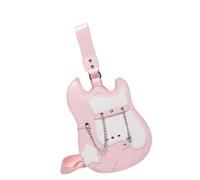 ANMITI Women’s Guitar Shaped Crossbody Bag Punk Chain Decors PU Leather Color Blocking Shoulder Purse With Adjustable Strap Music Lover's Bag