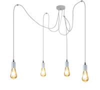 ANMOBANG Industrial Pendant Light Fitting,Multiple Light Spider Pendant Lamp Vintage Chandelier with Adjustable 2M Cable E27 Pendant Light Fitting (White, 4 Way)
