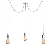 ANMOBANG Industrial Pendant Light Fitting,Multiple Light Spider Pendant Lamp Vintage Chandelier with Adjustable 2M Cable E27 Pendant Light Fitting (Chrome, 3 Way)