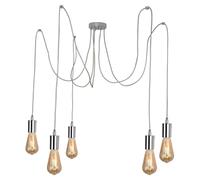 ANMOBANG Vintage Pendant Light Fitting Modern Retro Industrial Style E27 Lamp Holder Spider Pendant Light for Kitchen Island Loft Restaurant Chrome (5 Lights)