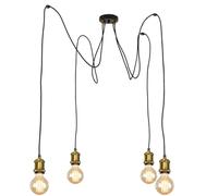 ANMOBANG Vintage Pendant Light Fitting Multi Light Modern Retro Industrial Style E27 Lamp Holder 200cm Cable Spider Pendant Light for Kitchen Island Living Room Dining Room (Bronze Gold, 4 Lights)