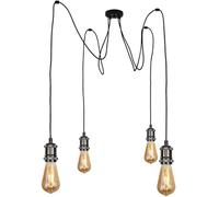 ANMOBANG Vintage Pendant Light Fitting Multi Light Modern Retro Industrial Style E27 Lamp Holder 200cm Cable Spider Pendant Light for Kitchen Island Living Room Dining Room (Pearl Black, 4 Lights)