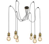 ANMOBANG Vintage Pendant Light Fitting Multi Light Modern Retro Industrial Style E27 Lamp Holder 200cm Cable Spider Pendant Light for Kitchen Island Living Room Dining Room (Bronze Gold, 6 Lights)