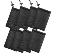 ANMOO 8pcs Nylon Mesh Drawstring Bags, 5 x 3.5inch Small Pouch String Bag for Mini Stuff MP3 Charger Earphone Key, Pen Pencil Organizer for Lipstick Cosmetic Jewelry, Black