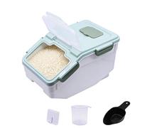 ANMOO Airtight Rice Dispenser 5kg, Moisture & Pest Rice Storage Container with Wheels & Locking Lid for Rice, Flour, Pasta & Dry Foods, Food-Grade (Green)