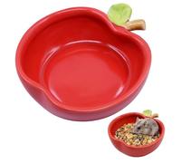 ANMOO Ceramic Hamster Food Bowl, Apple-Shaped, Red
