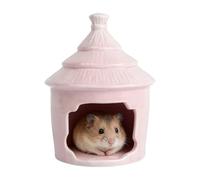 ANMOO Ceramic Hamster Hideout, Palace-Style Hamster House for Hamsters, Gerbils, Mice, All-Season Smooth Surface Hide for Small Pets (Pink)
