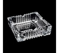 ANMOO Glass Ashtray - Crystal Clear Square Glass Ashtray for Cigarettes, Indoor & Outdoor Use for Living Room, Office, Bar & Restaurant (4.72" x 4.72" x 1.57")