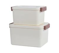 ANMOO Plastic Storage Boxes with Lids, 6+10L Versatile Storage Organizers with Handle, Home & Office Stackable Storage Cabinet for Cloth, Blanket, Book, Toys, Art Supplies, Snacks