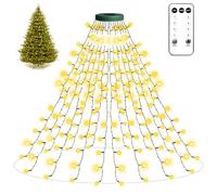 Anmossi Christmas Tree Lights with Ring,2m 400 LEDs Fairy Light with Remote Control,16 Lines String Light,8 Modes,Timing Function,LED Light for 1.2-3m Christmas Tree Decoration,Warm White