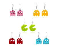 Anmpab 5 Pairs Carton Ghost Earrings Set Acrylic Punk Gummy Demon Crazy Funny Aesthetic Cute Weird Game Dangle Drop Earrings for Women Halloween, 1.65 inches high, 0.75 inches wide, Acrylic, No