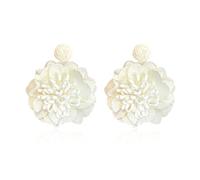 Anmpab Big Fabric Flower Dangle Earrings Bohemian Chic Handmade Accessories for Women Elegant Aesthetic Floral Dangle Earrings, L, Metal, No Gemstone