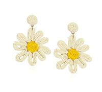 Anmpab Boho Raffia Flower Earrings Sunflower Raffia Rattan Drop Earrings for Women Spring Summer Beach Vacation Jewelry, Grass, No Gemstone