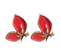 Anmpab Colorful Half Butterfly Stud Earrings for Women Cute Drip Oil Rhinestone Butterfly Earrings Party Jewelry, L, Metal, No Gemstone