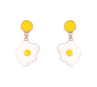 Anmpab Creative Funny Enamel Fried Egg Stud Earring for Women Cute Poached Egg Dangle Drop Earrings Kitchen Cooking Statement Jewelry, L, Metal, No Gemstone