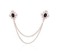 Anmpab Cross Crystal Tassel Chain Brooch Gold Silver Tassel Collar Pins Broochs Rhinestone Lapel Pin for Men Women Suit Accessories, Stainless Steel Crystal, crystal
