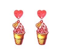 Anmpab Cute Funny Sweet Heart Ice Cream Stud Earrings for Women Acrylic Ice Cream Food Drop Dangle Earrings Valentines Day Jewelry, L, Acrylic, No Gemstone